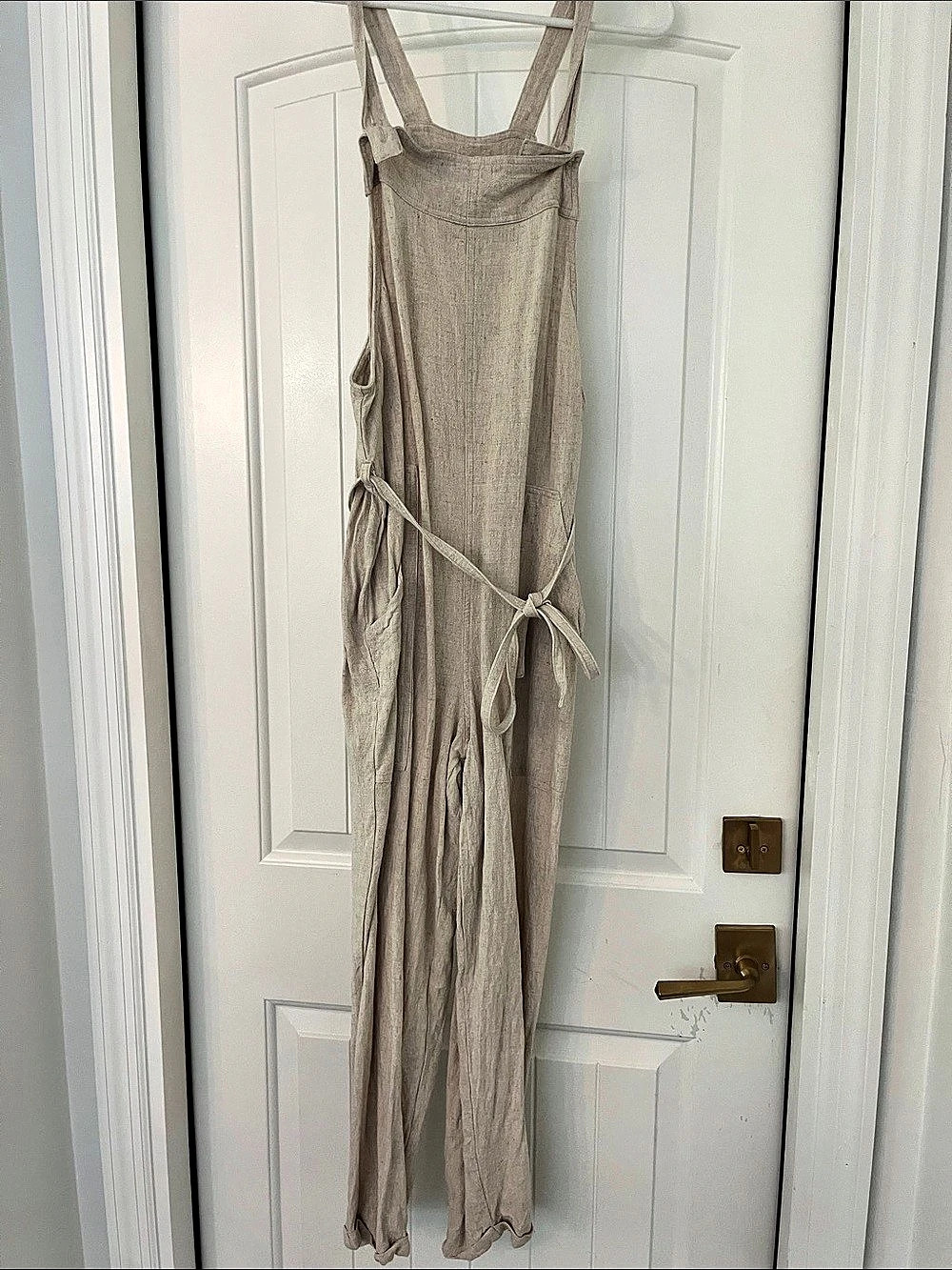 Universal Thread Linen-Blend Wide Leg Jumpsuit Beige
